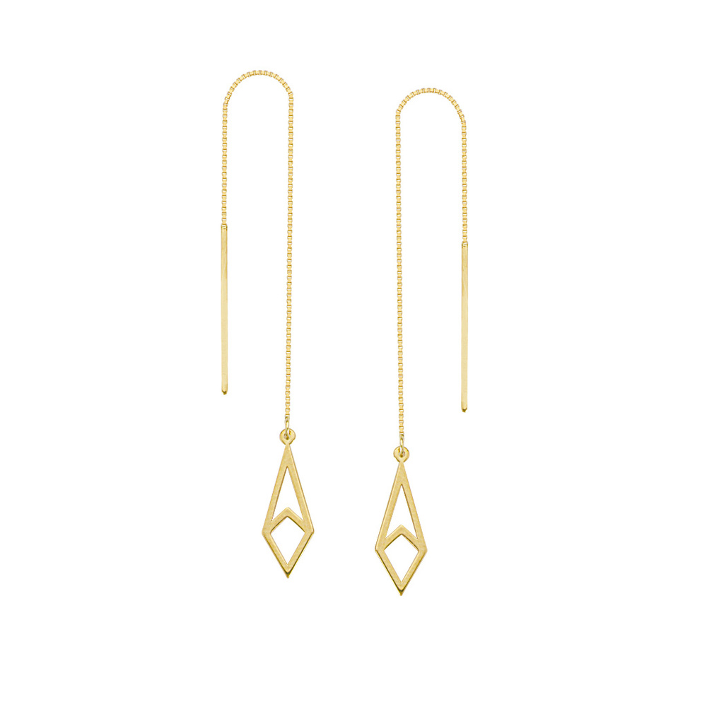 14K Solid Gold Harper Geometric Threader Earrings - Picture 1 of 3